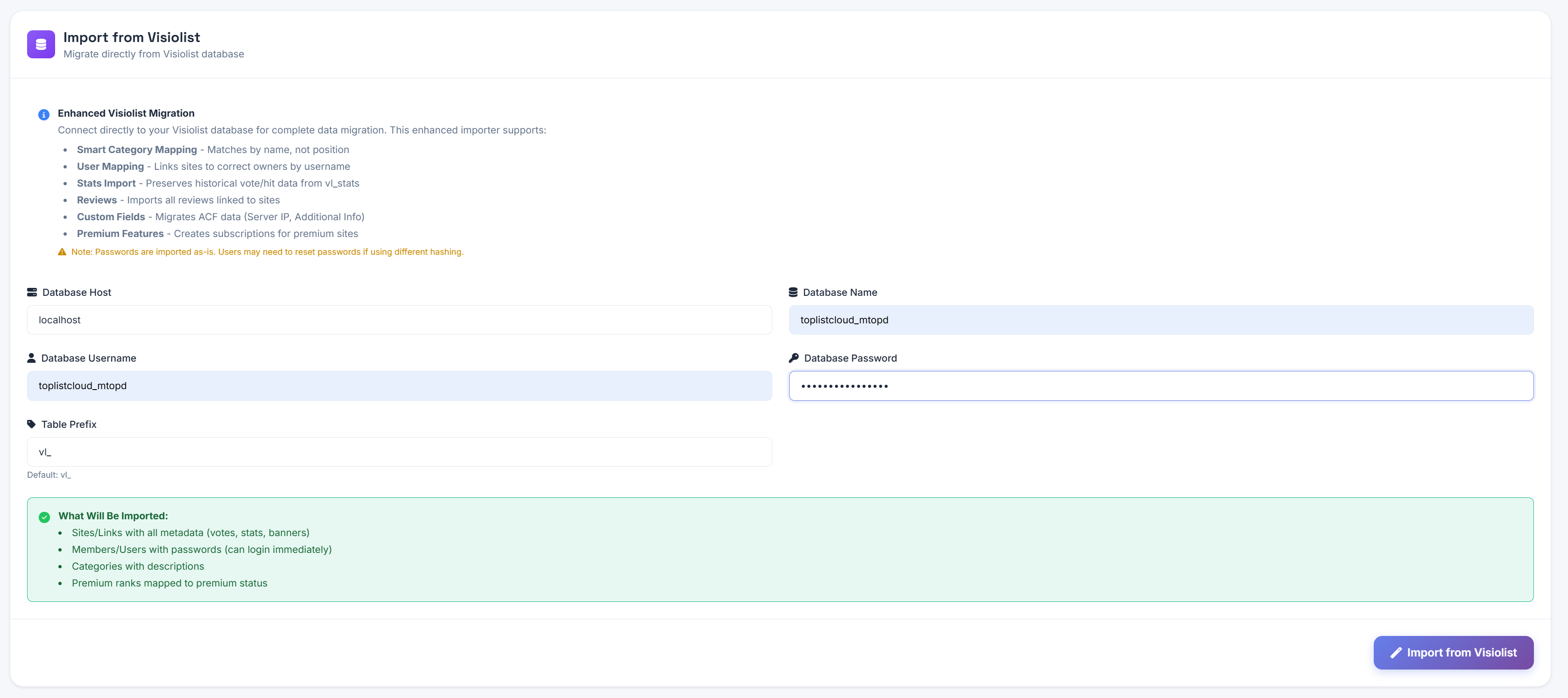 Import from VisioList to AdminToplist in Minutes